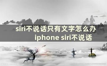 siri不说话只有文字怎么办 iphone siri不说话